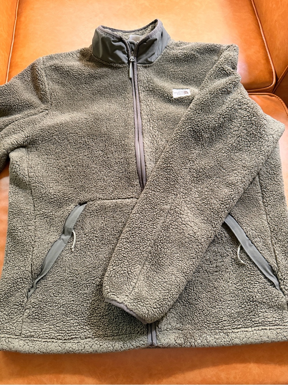 The North Face Olive Sherpa Fleece Pullover